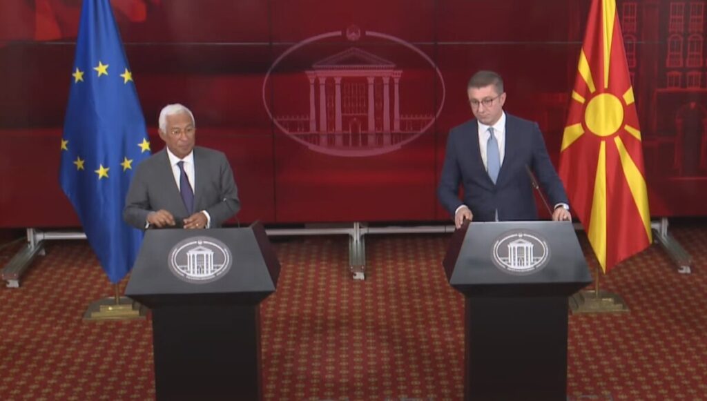 Başbakan Mickoski, AB Konseyi Başkanı Costa ile ortak basın toplantısı düzenledi