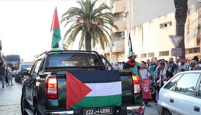 Tunus’ta Gazze ile dayanışma ve Mağrip Direniş Konvoyu’na destek gösterisi