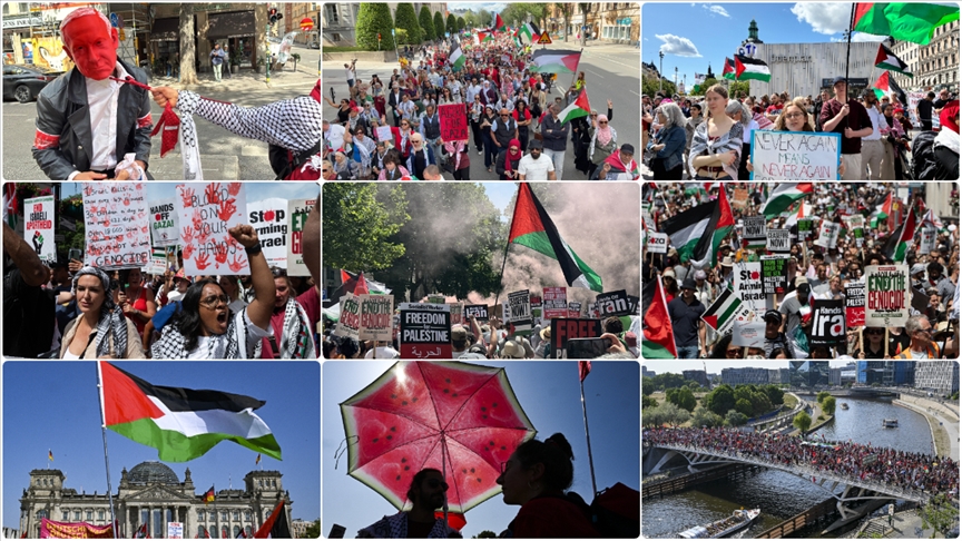 Avrupa’da, İsrail’in Gazze’ye yönelik saldırıları protesto edildi