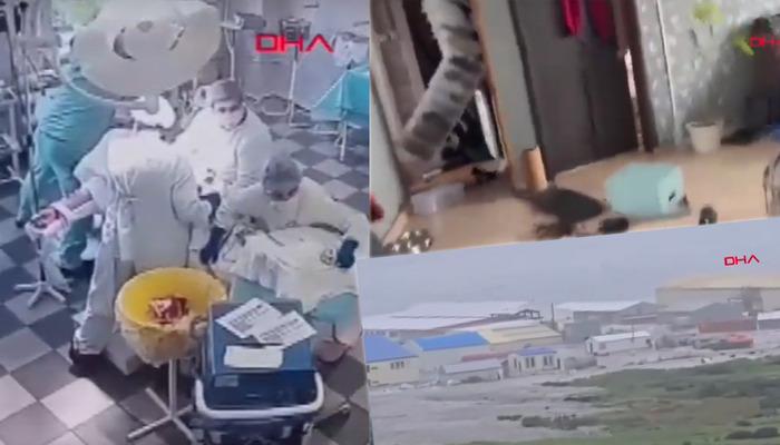 8,8’lik deprem anı kamerada! Dev dalgalar kıyıya vurdu, doktorlar ameliyatta yakalandı