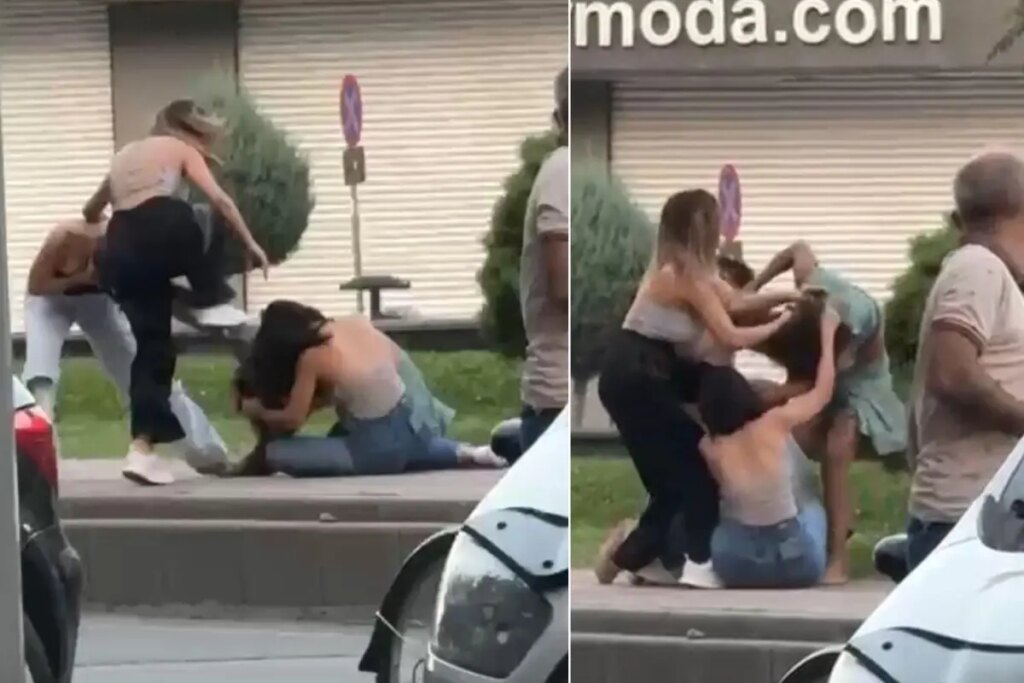 4 kadın dakikalarca kavga etti! Erkekler bile ayıramadı