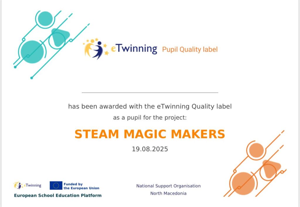 “STEAM Magic Makers” Projesi Kalite Etiketi ile Ödüllendirildi