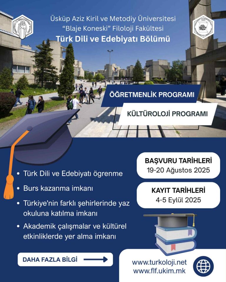 Üsküp’teki Türk Dili ve Edebiyatı Bölümü başvuruları başlıyor