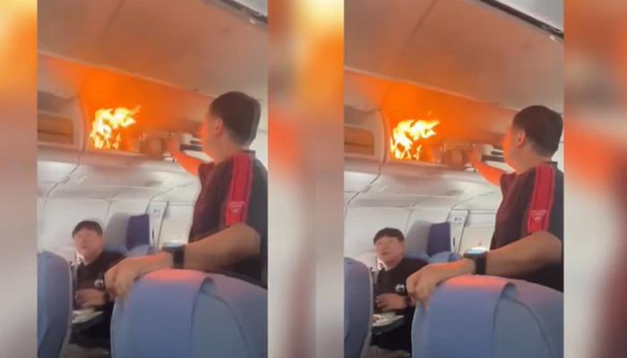 Havada dehşet anları! Bagaj bir anda alev alev yandı, uçak acil iniş yaptı!