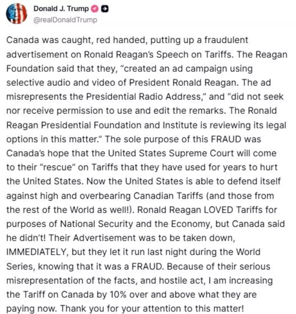 Trump’tan Kanada’ya Yüzde 10 Gümrük Vergisi Artışı