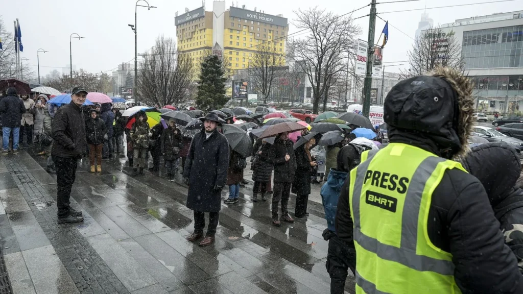 Bosna Hersek devlet televizyonu çalışanları eylem yaptı