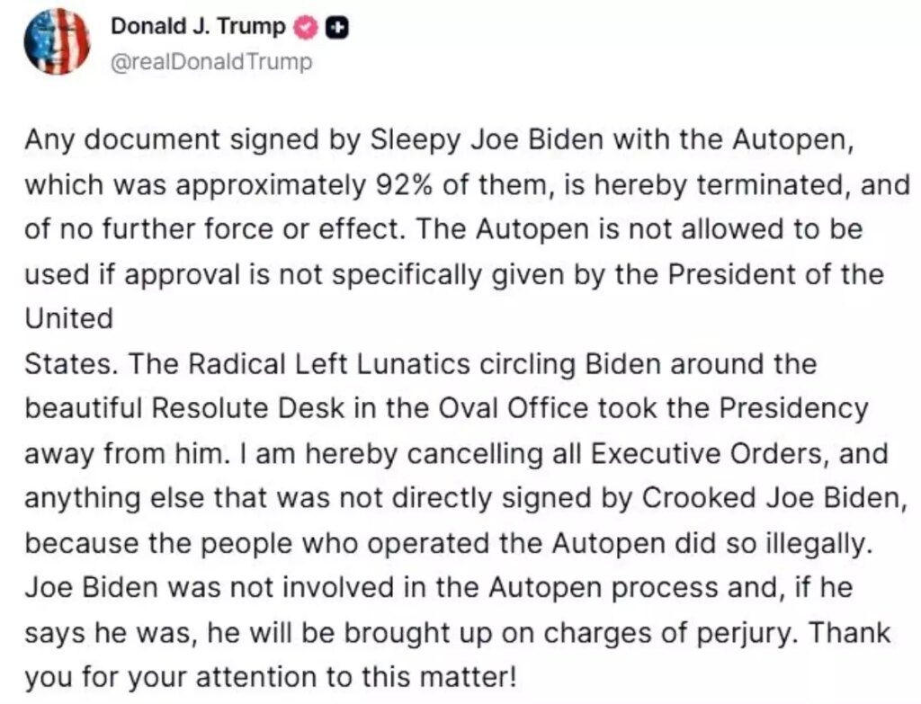 Trump, Biden Dönemindeki Resmi Belgeleri İptal Etti