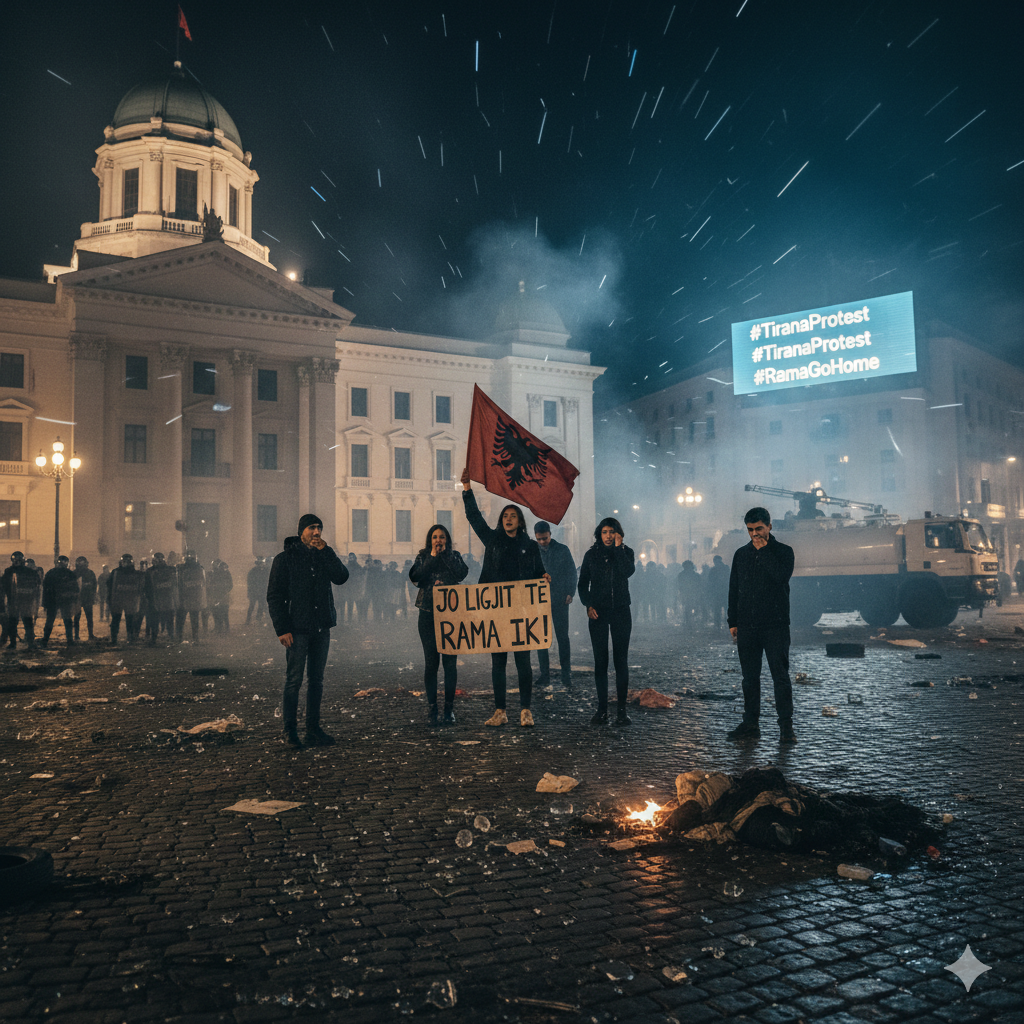 ​”Arnavutluk’ta 24 Saatlik Kaos: Tiran Sokaklarını Karıştıran Yolsuzluk İddiası”
