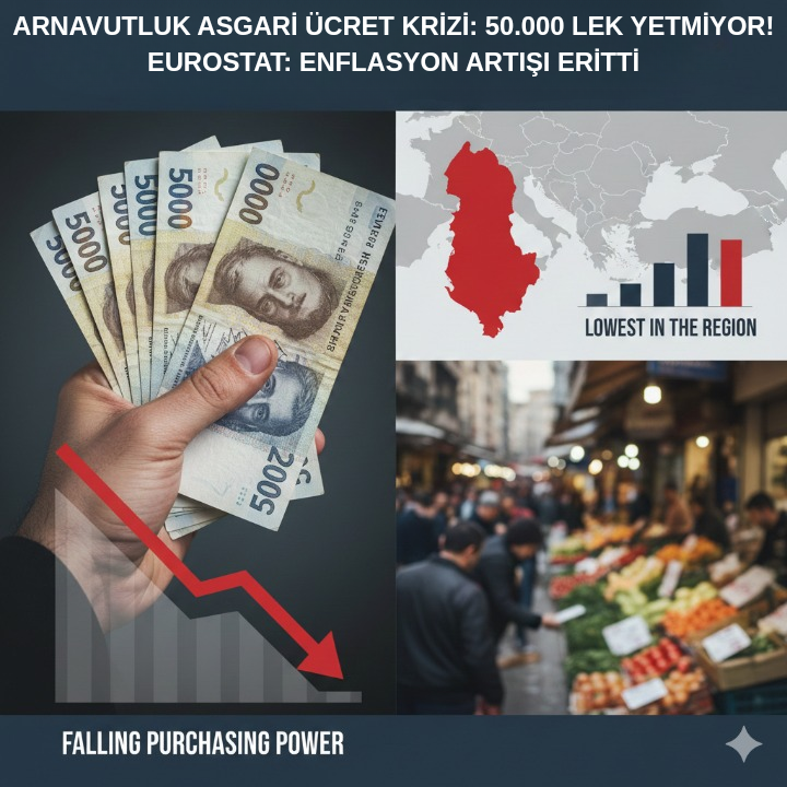 Arnavutluk’ta Asgari Ücret Krizi: 50 Bin Lek Yetmiyor! | Eurostat Verileri