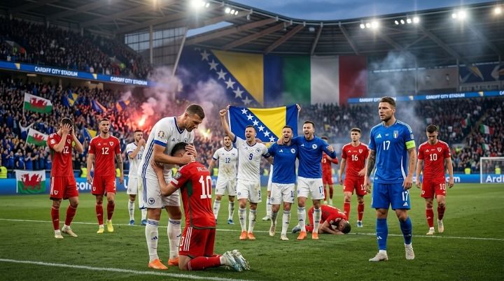 Bosna Hersekli futbolcuların Galler zaferi sonrası kutlaması