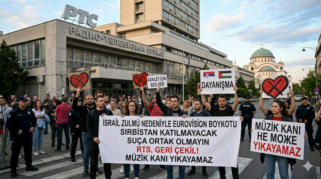 Sırbistan’da Eurovision Boykotu: Belgrad’da RTS Önünde Büyük Protesto